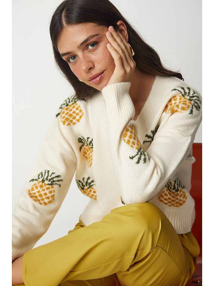 Happiness Istanbul Kardigan w kolorze kremowym rozmiar: S/M