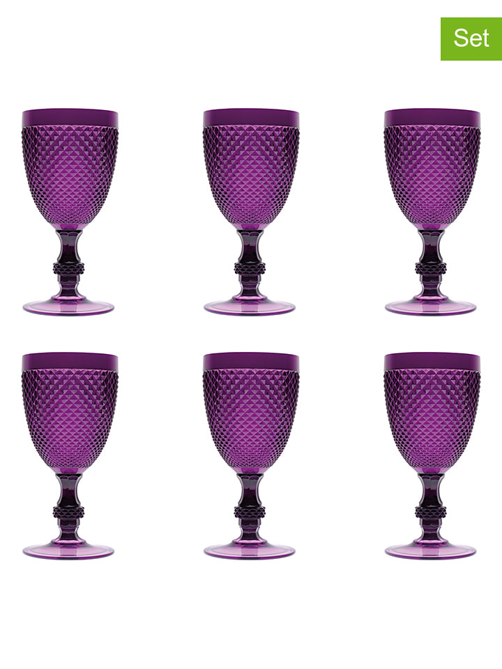 Trendy Kitchen by EXCÉLSA Kieliszki (6 szt.) "Diamond" w kolorze fioletowym do wina - 390 ml rozmiar: onesize