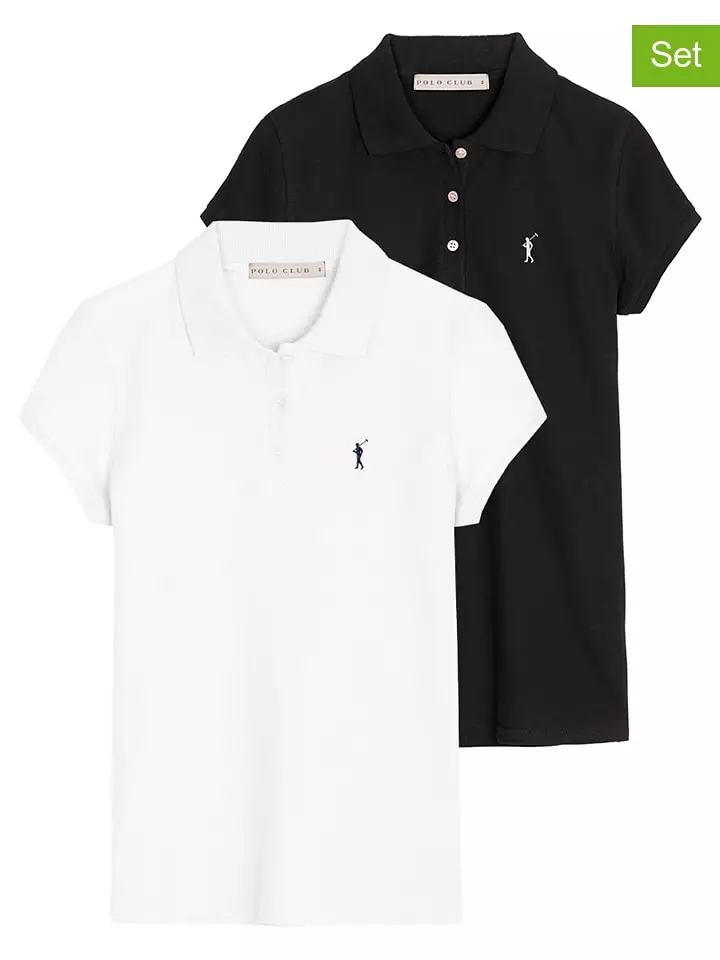 Koszulki polo (2 szt.) w kolorze białym i czarnym