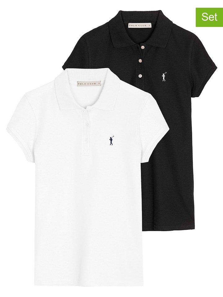 Koszulki polo (2 szt.) w kolorze białym i czarnym