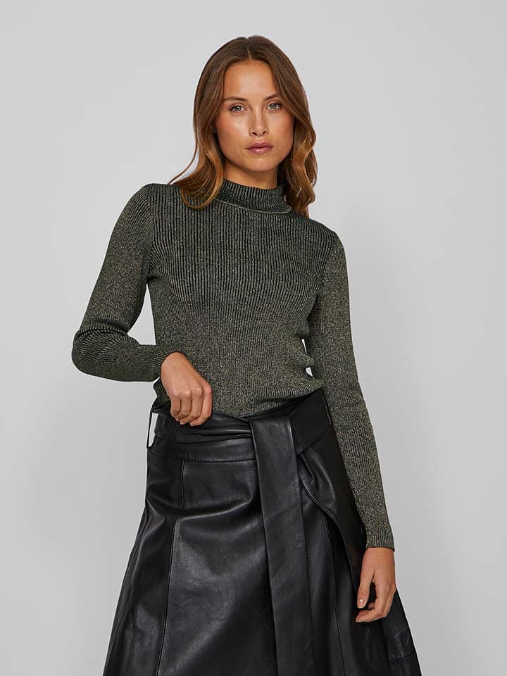 Vila Sweter w kolorze czarno-zielonym rozmiar: XL