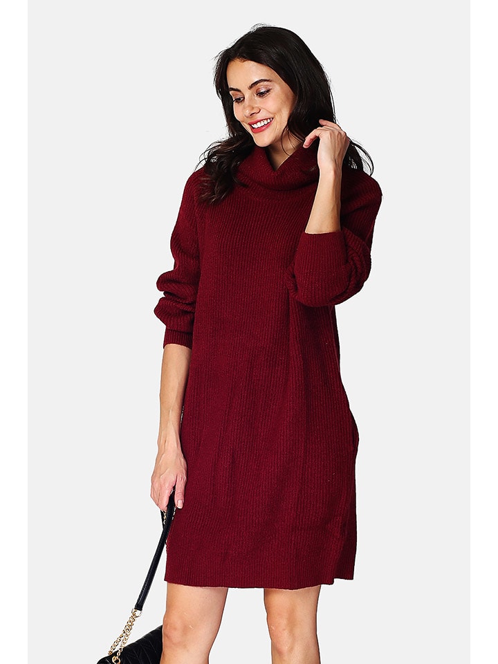 ASSUILI Sukienka dzianinowa w kolorze bordowym rozmiar: 38
