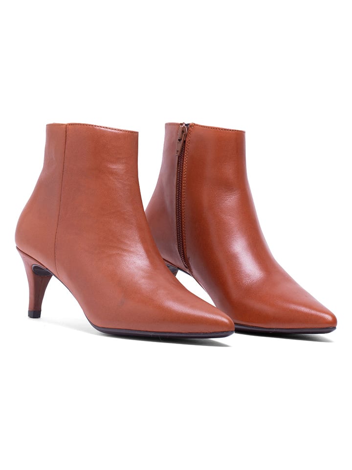 Skórzane botki w kolorze jasnobrązowym