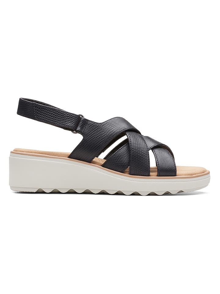 Clarks Skórzane sandały w kolorze czarnym na koturnie rozmiar: 37