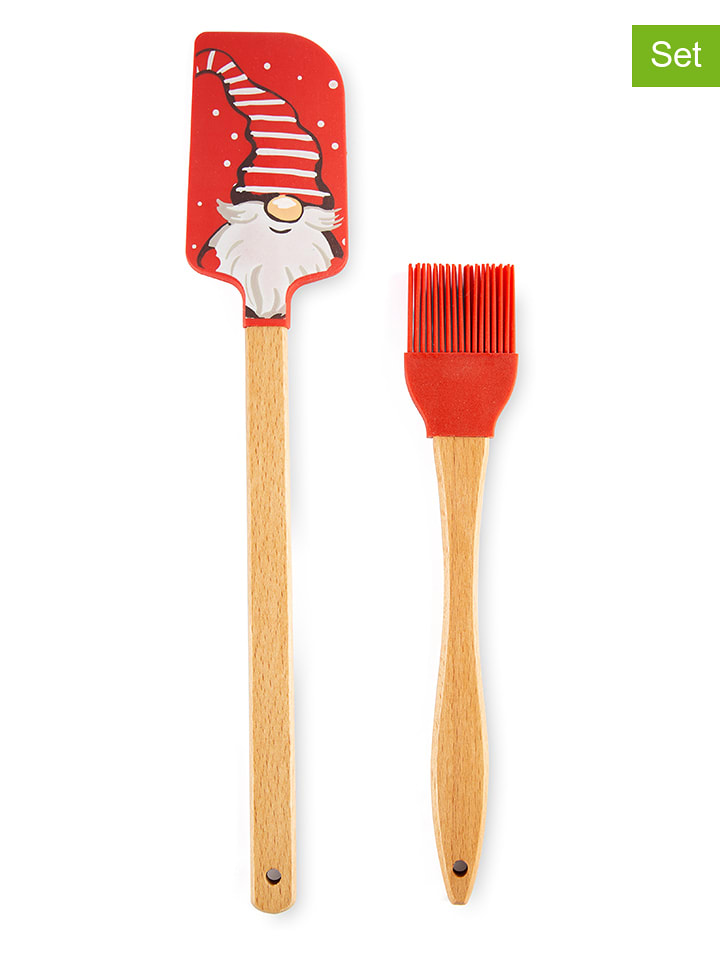 Trendy Kitchen by EXCÉLSA 2-częściowy zestaw "Gnomo" w kolorze czerwono-jasnobrązowym do pieczenia rozmiar: onesize