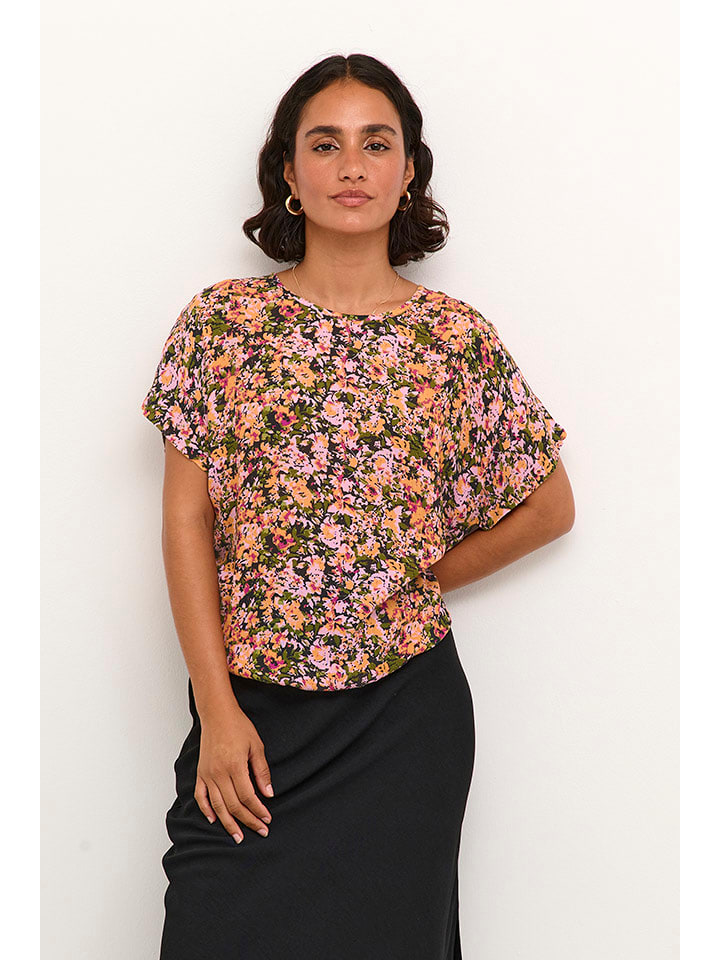 Kaffe Koszulka w kolorze jasnoróżowo-zielono-czarnym rozmiar: 40