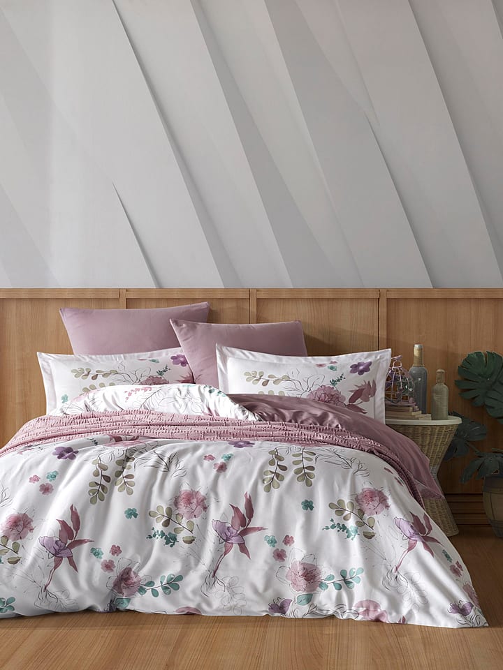 Colorful Cotton Poszwa renforcé w kolorze biało-jasnoróżowym na kołdrę - 200 x 135 cm rozmiar: 140x200 cm