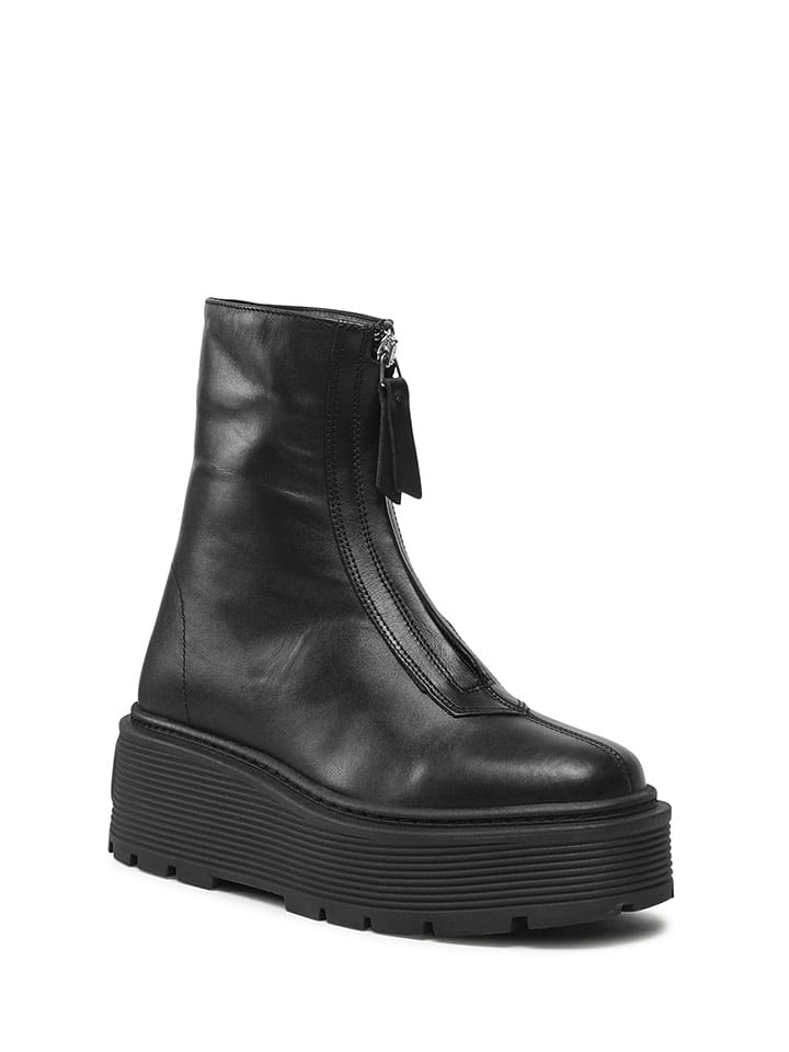 Skórzane botki w kolorze czarnym