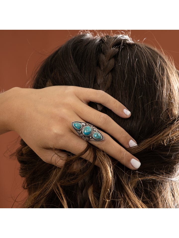 AMAZONIA Srebrny pierścionek "Calli" z turkusami rozmiar: 58