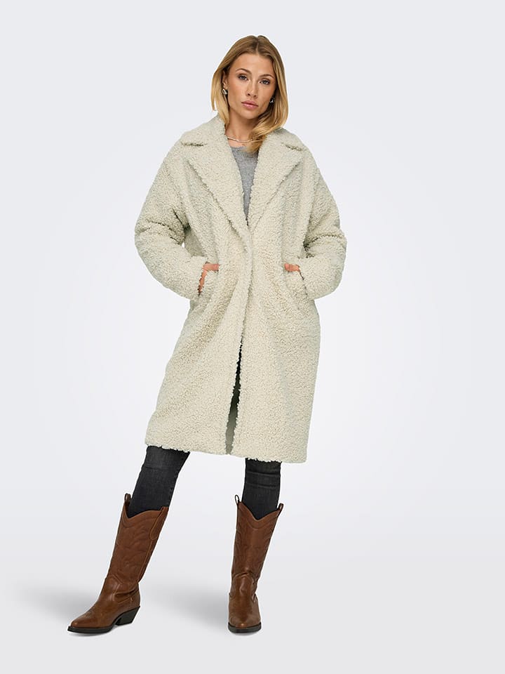 ONLY Płaszcz pluszowy "ONLCATALINA" w kolorze kremowym rozmiar: M