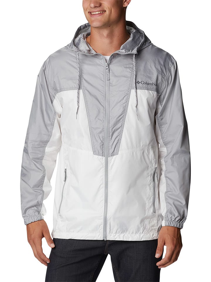 Columbia Kurtka przeciwwiatrowa "Trail Traveler" w kolorze biało-szarym rozmiar: L