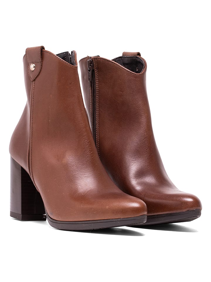 Skórzane botki w kolorze brązowym