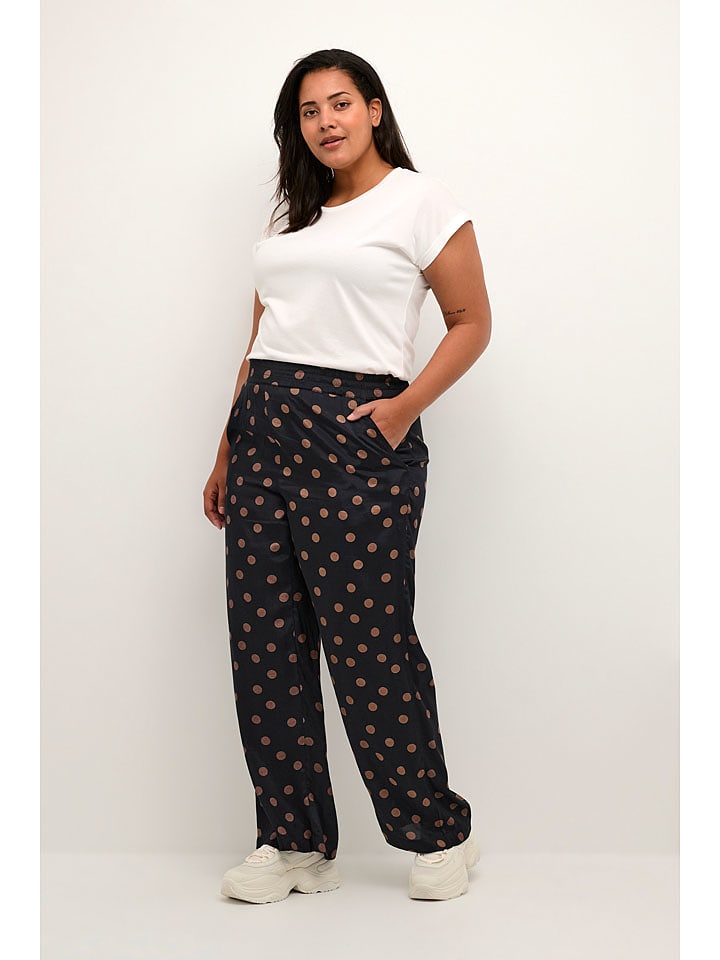 Kaffe Spodnie "Jilly" w kolorze czarno-karmelowym rozmiar: 46