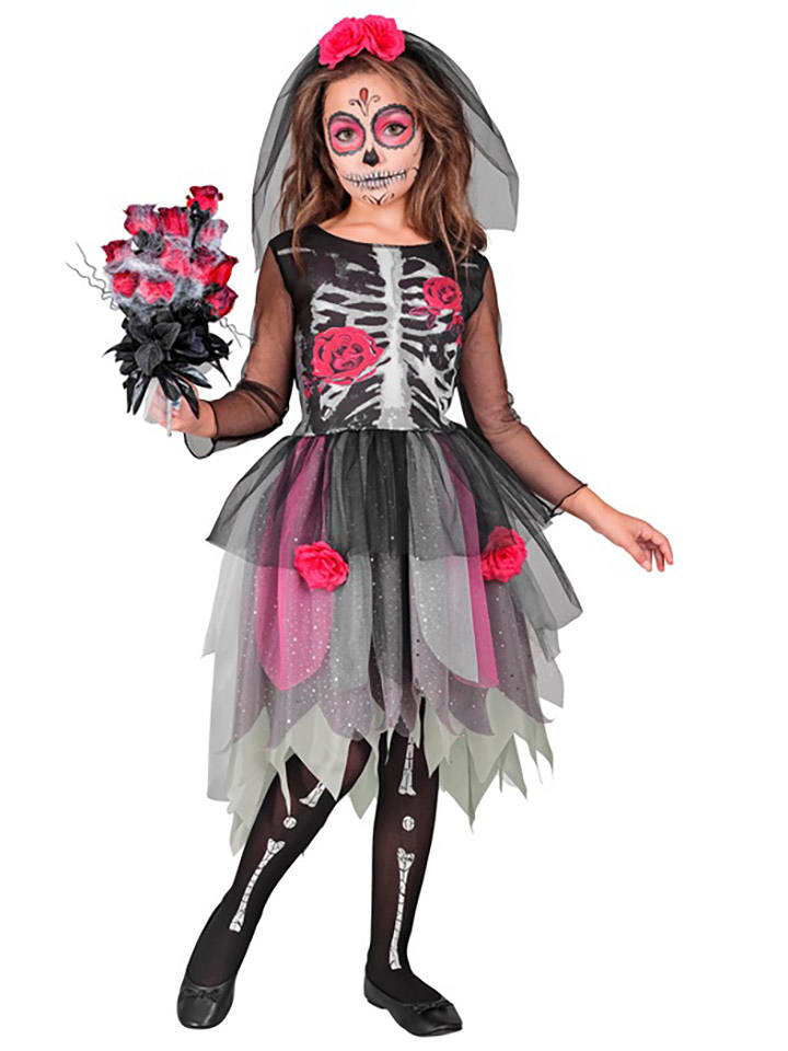 Widmann Kostium "Flower Skeleton Girl" w kolorze szaro-różowym rozmiar: 128