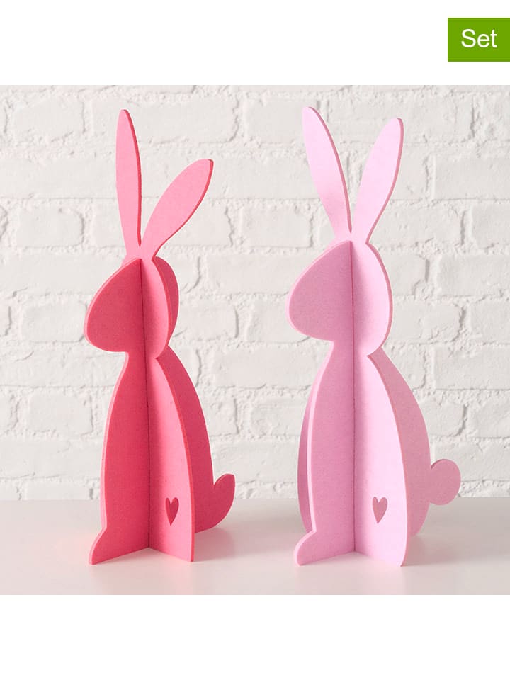 Boltze Figurki dekoracyjne (2 szt.) "Freddo" w kolorze różowym - wys. 40 cm rozmiar: onesize