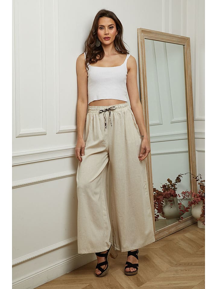 Plume Spodnie "Messia" w kolorze beżowym rozmiar: L