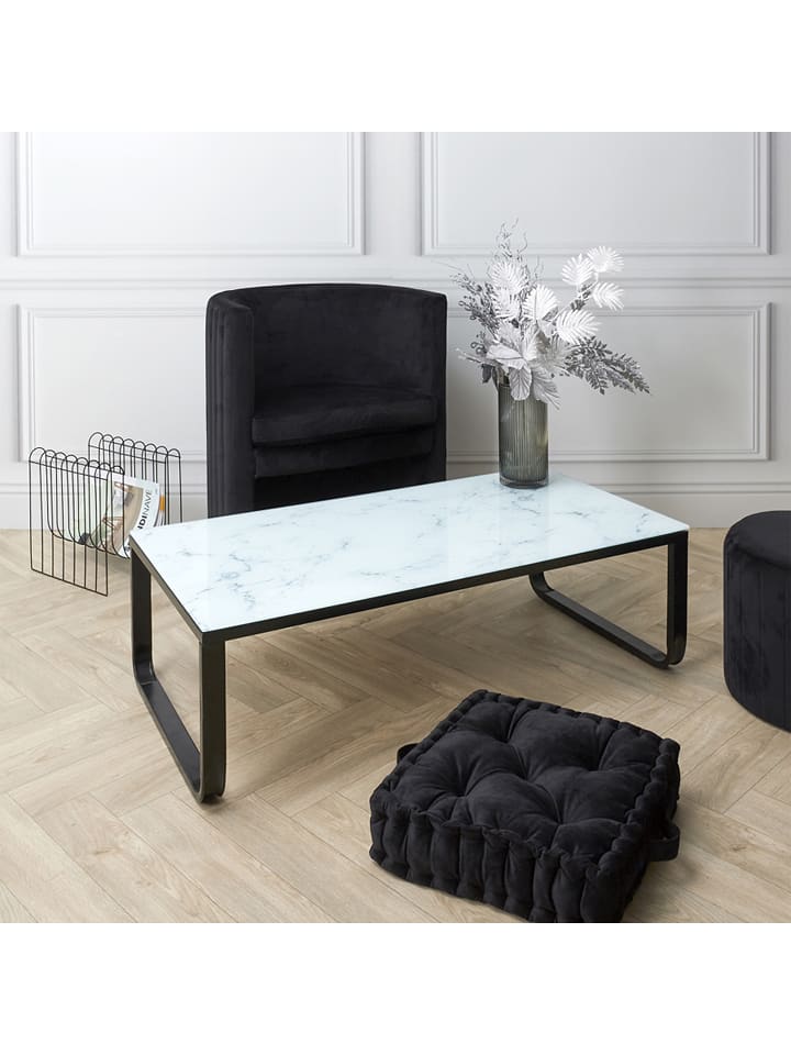 THE HOME DECO FACTORY Ława w kolorze czarno-białym - 105 x 32 x 55 cm rozmiar: onesize