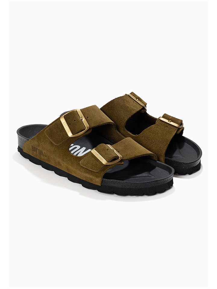 BAYTON Skórzane klapki "Atlas" w kolorze khaki rozmiar: 41