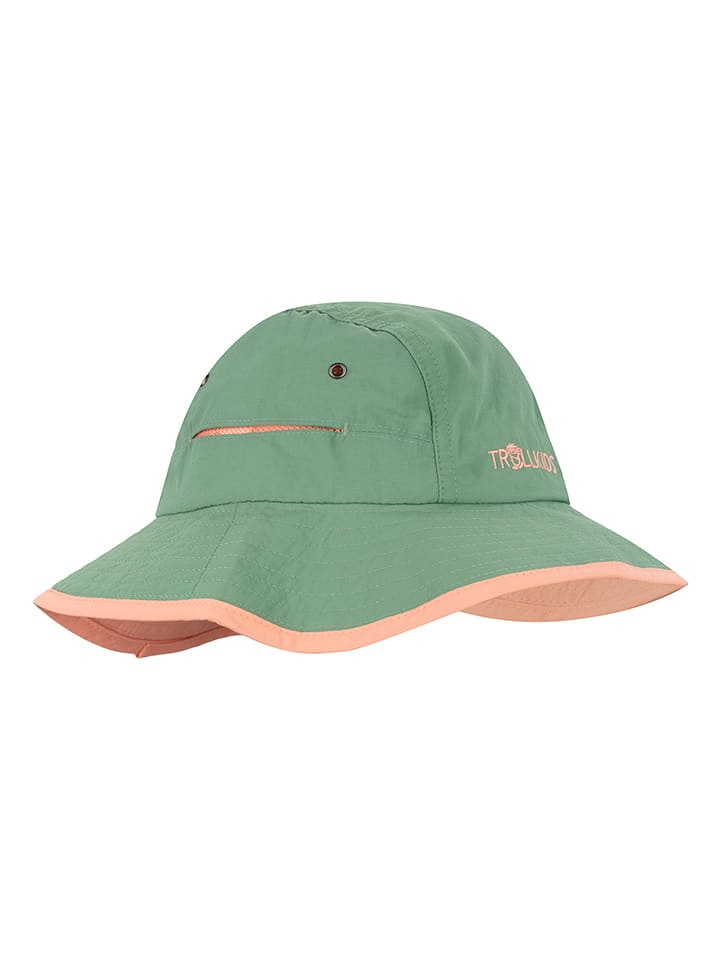 Trollkids Kapelusz przeciwsłoneczny "Trollfjord" w kolorze zielonym rozmiar: 48-52 cm