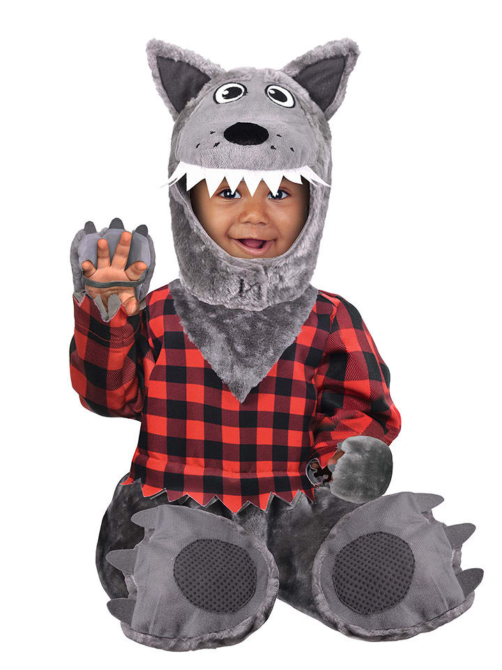 amscan 3-częściowy kostium "Baby Wolf" w kolorze szaro-czerwono-czarnym rozmiar: 80-92