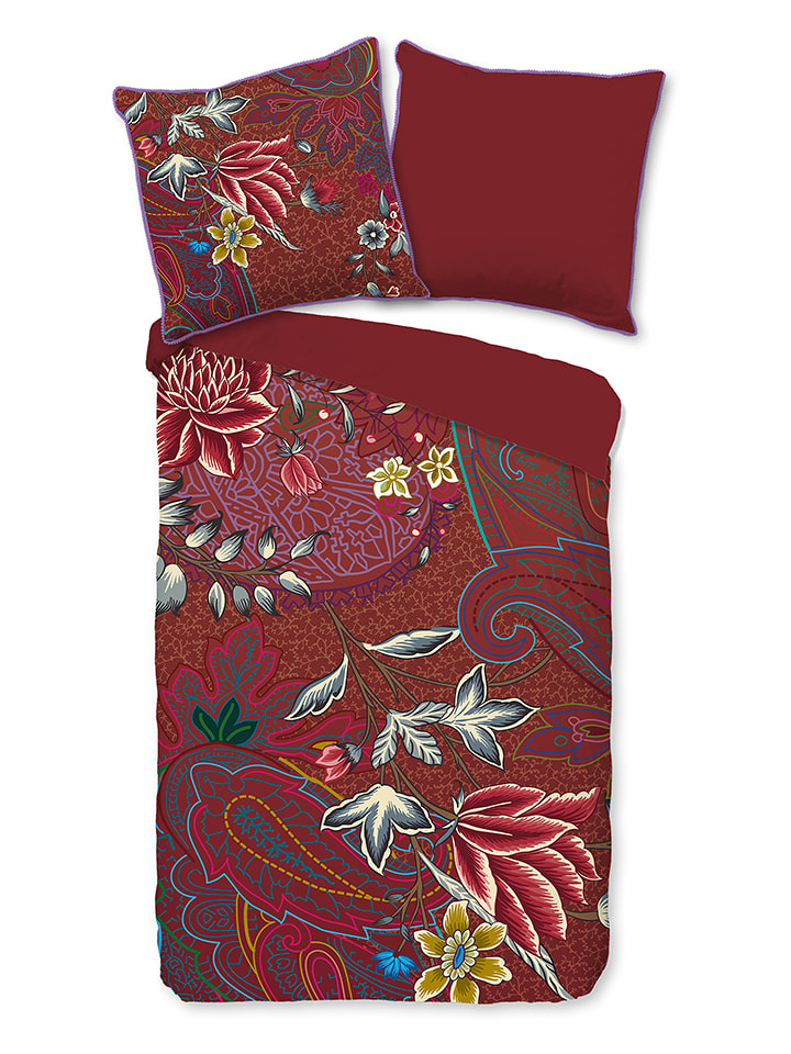 HAPPINESS Komplet pościeli perkalowej "Ruby" w kolorze bordowym rozmiar: 200x200 cm