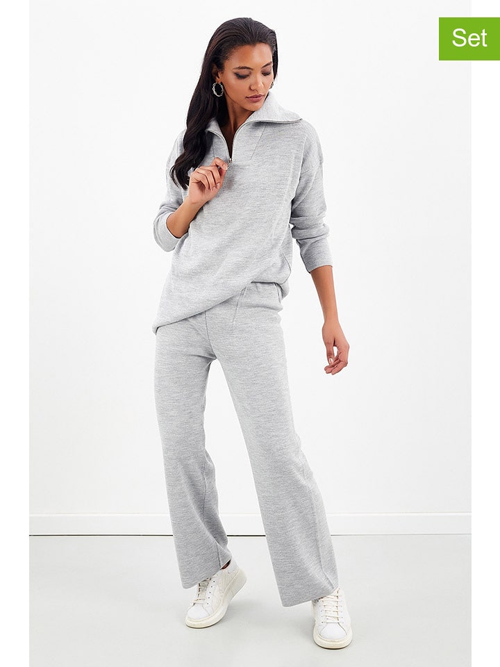 2-częściowy zestaw w kolorze szarym - bluza, spodnie dresowe