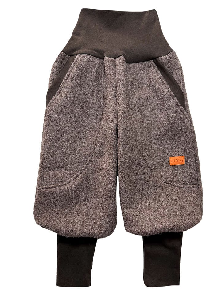 LiVi Wełniane spodnie w kolorze ciemnobrązowym rozmiar: 80/86