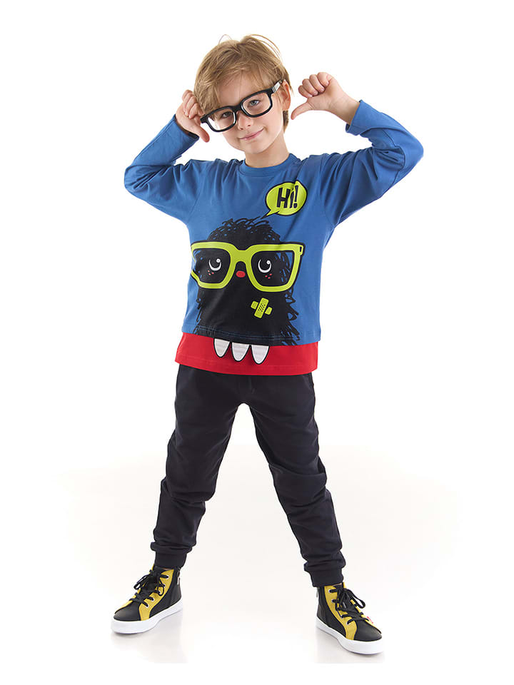 Denokids 2-częściowy zestaw "Hi Monster" w kolorze niebiesko-czarnym rozmiar: 110