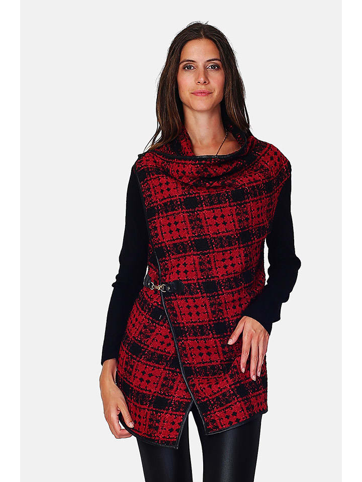 ASSUILI Kardigan w kolorze czarno-czerwonym rozmiar: 38