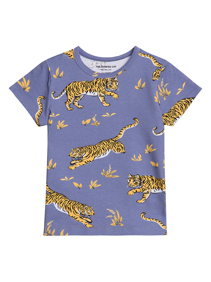 THE STRIPED CAT Koszulka w kolorze niebiesko-jasnobrązowym rozmiar: 122/128