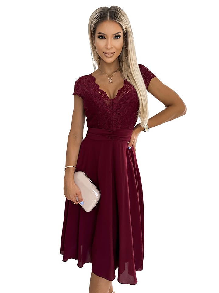 numoco Sukienka w kolorze bordowym rozmiar: M