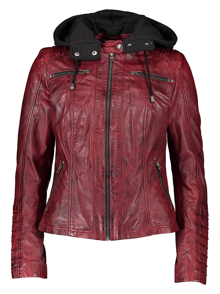 BLUE MONKEY Skórzana kurtka "Wonder" w kolorze bordowym rozmiar: XL