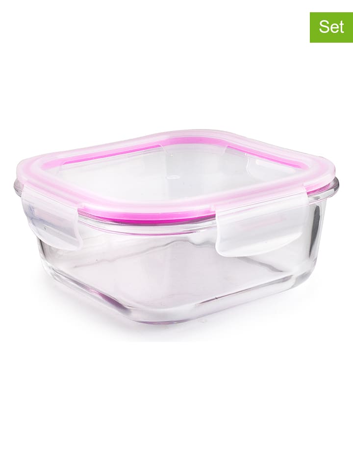 Ibili Pojemniki (3 szt.) "Basic" w kolorze różowym - 320 ml rozmiar: onesize