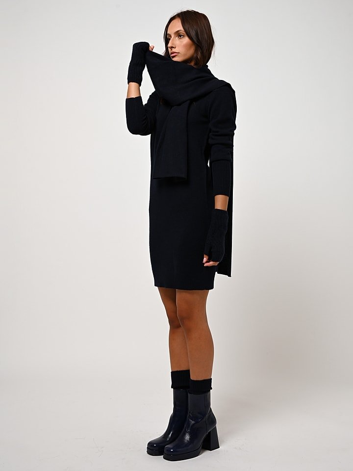 AUTHENTIC CASHMERE Kaszmirowa sukienka "Armet" w kolorze granatowym rozmiar: L