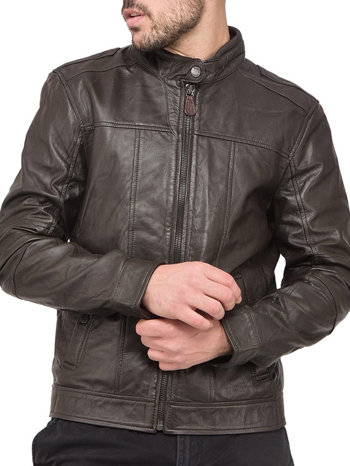 Skórzana kurtka w kolorze brązowym