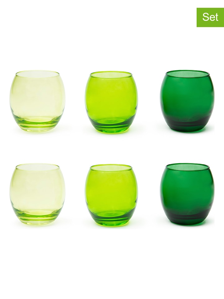 Trendy Kitchen by EXCÉLSA Szklanki (6 szt.) "Santiago" w kolorze zielonym - 400 ml rozmiar: onesize