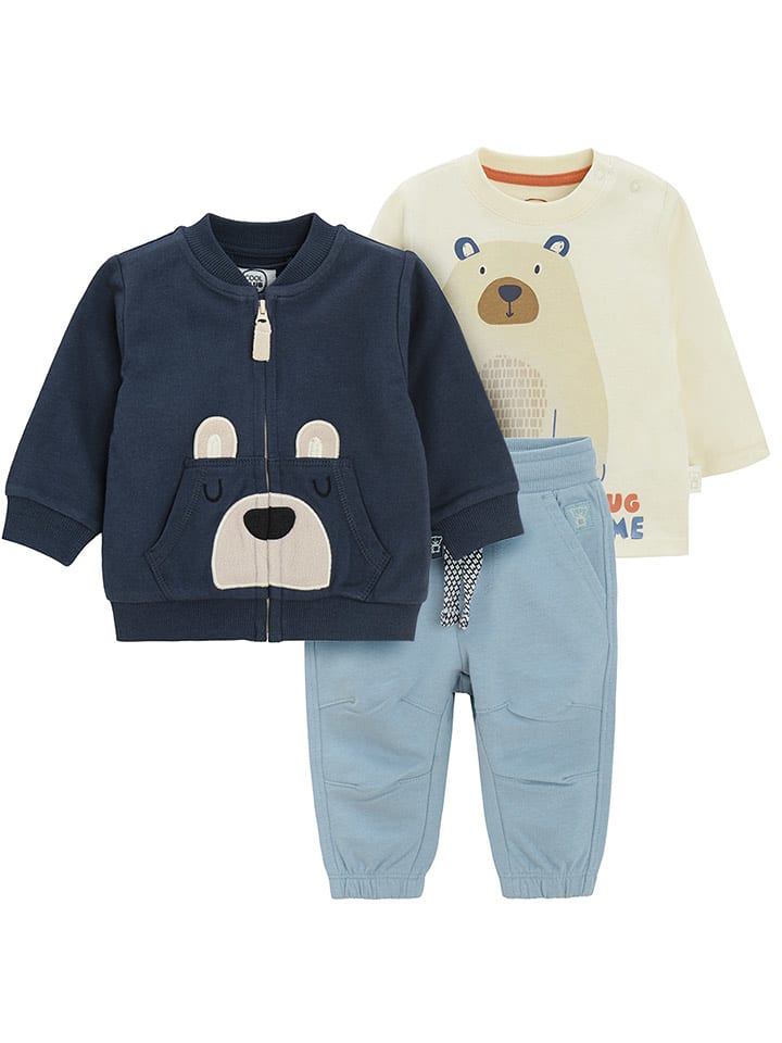 COOL CLUB 3-częściowy zestaw w kolorze kremowo-niebieskim rozmiar: 74