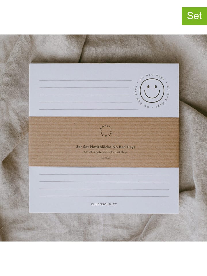 Eulenschnitt Bloki karteczek (3 szt.) "No bad days" w kolorze białym - 15 x 15 cm rozmiar: onesize