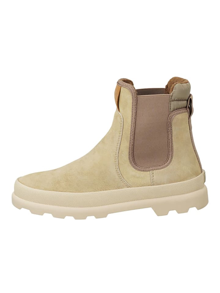 Skórzane sztyblety "Frenny" w kolorze szarobrązowym