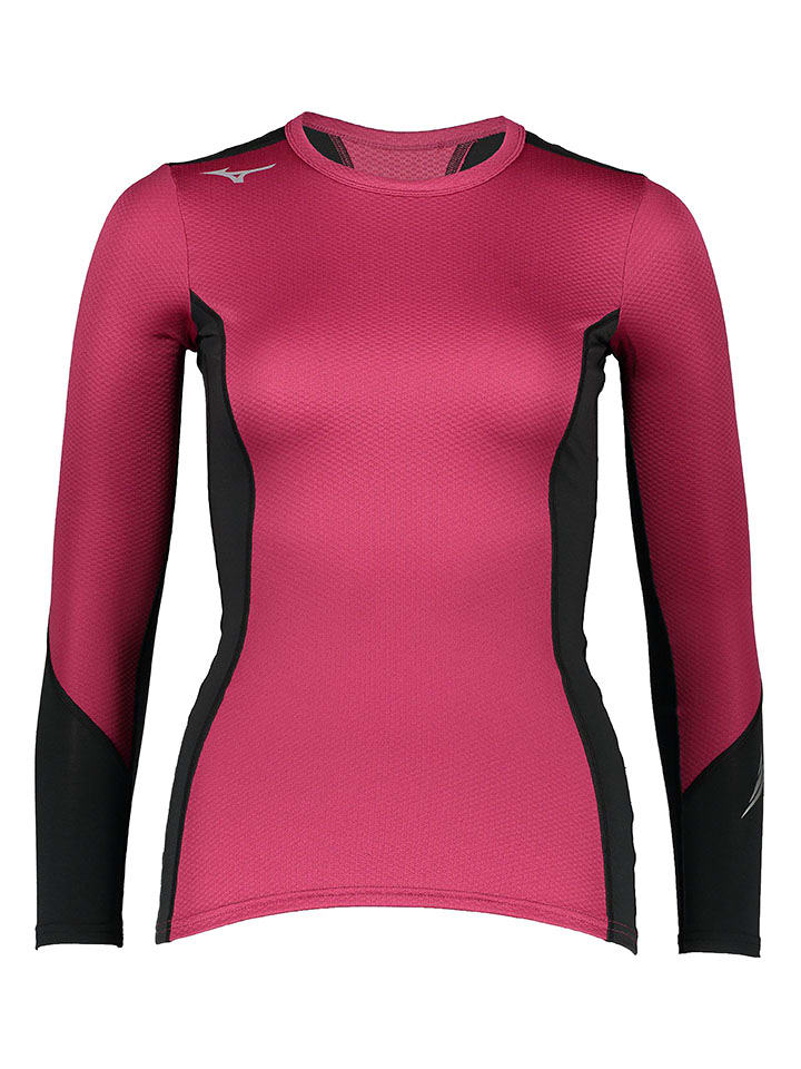 Mizuno Koszulka funkcyjna "Virtual Body H2 Crew" w kolorze różowo-czarnym rozmiar: S