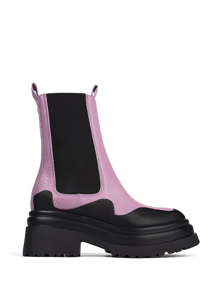 l37 Skórzane sztyblety w kolorze różowo-czarnym rozmiar: 40