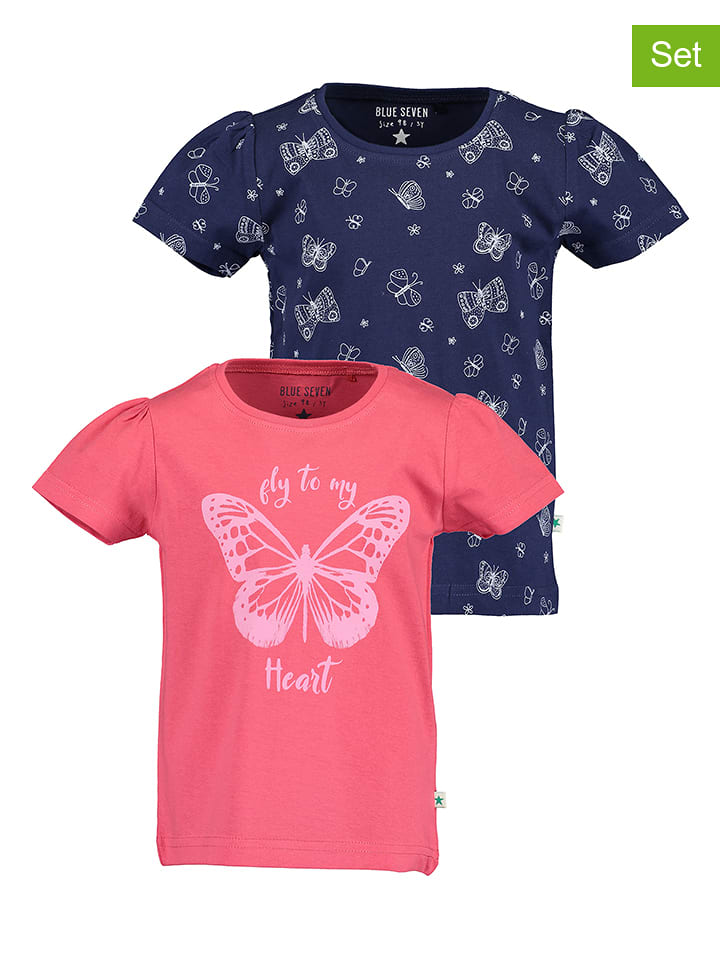 Koszulki (2 szt.) w kolorze różowym i granatowym