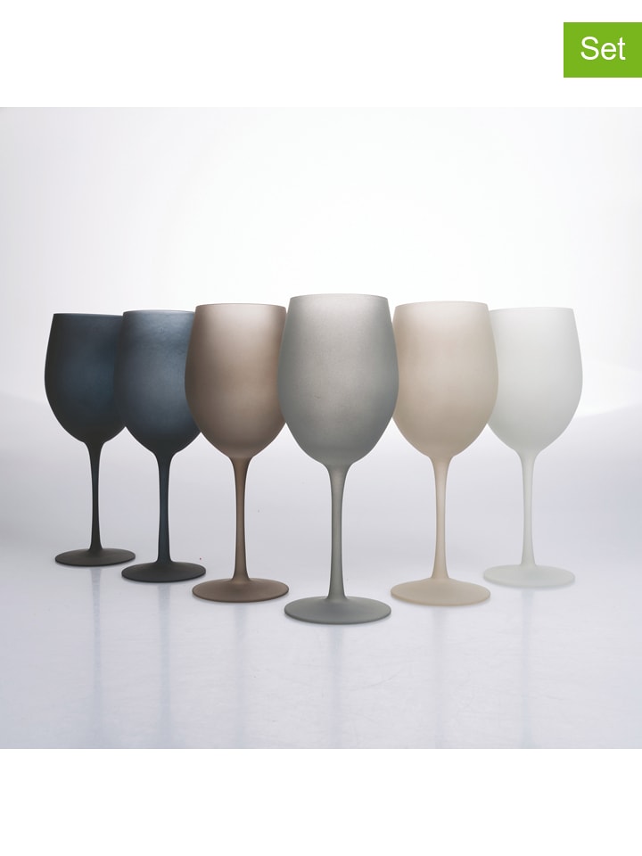 Villa d´Este Kieliszki (6 szt.) w kolorze niebiesko-beżowo-białym do wina - 550 ml rozmiar: onesize