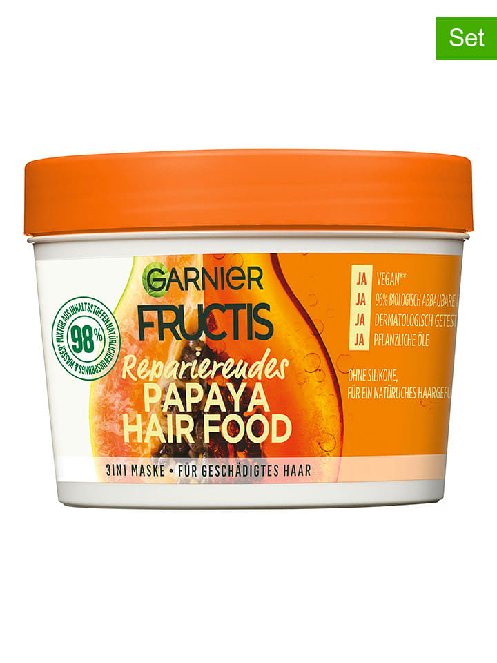 Garnier Maski (3 szt.) 3w1 do włosów "Fructis Papaya Hair Food" - 390 ml rozmiar: onesize