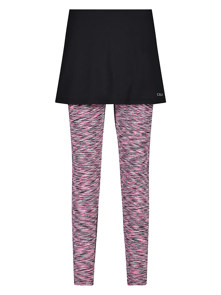 Legginsy sportowe 2w1 w kolorze różowo-czarnym