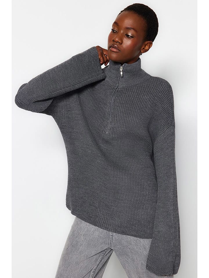 trendyol Sweter w kolorze szarym rozmiar: S