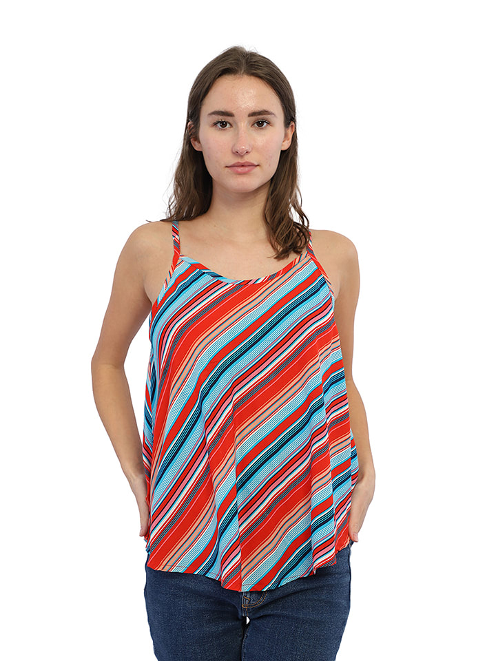Top w kolorze błękitno-czerwonym