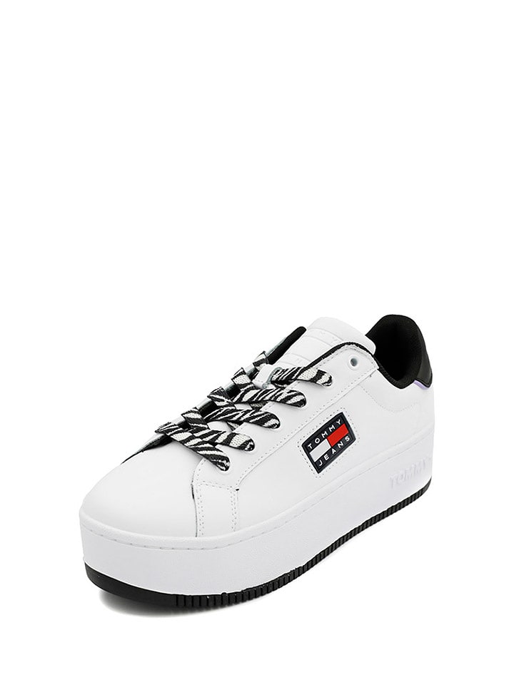 Skórzane sneakersy w kolorze biało-czarnym