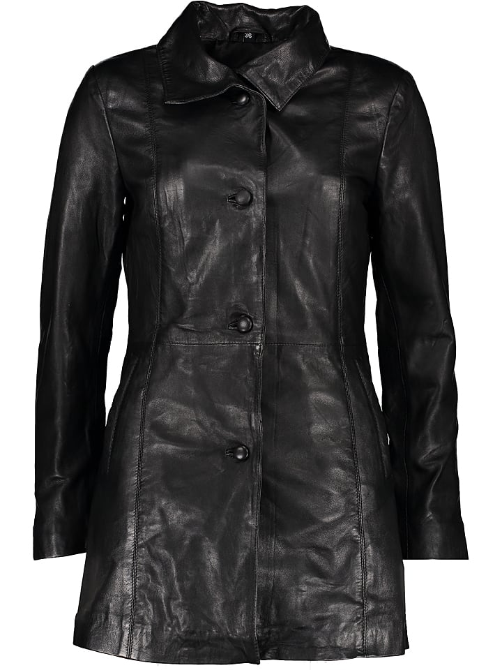 7eleven Skórzany płaszcz w kolorze czarnym rozmiar: 42