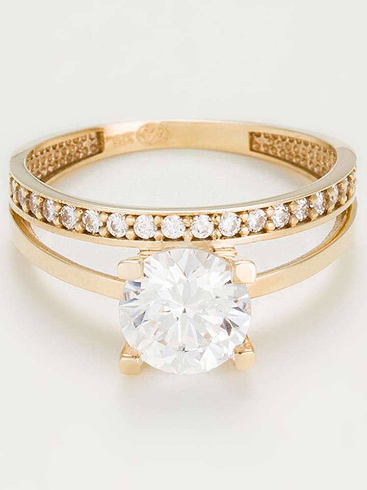 L instant d Or Złoty pierścionek "Majestueuse" z cyrkonią rozmiar: 54